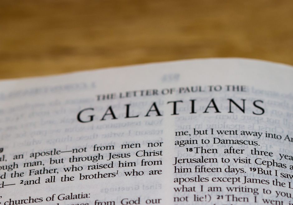 Bible open to the epistle to the Galatians