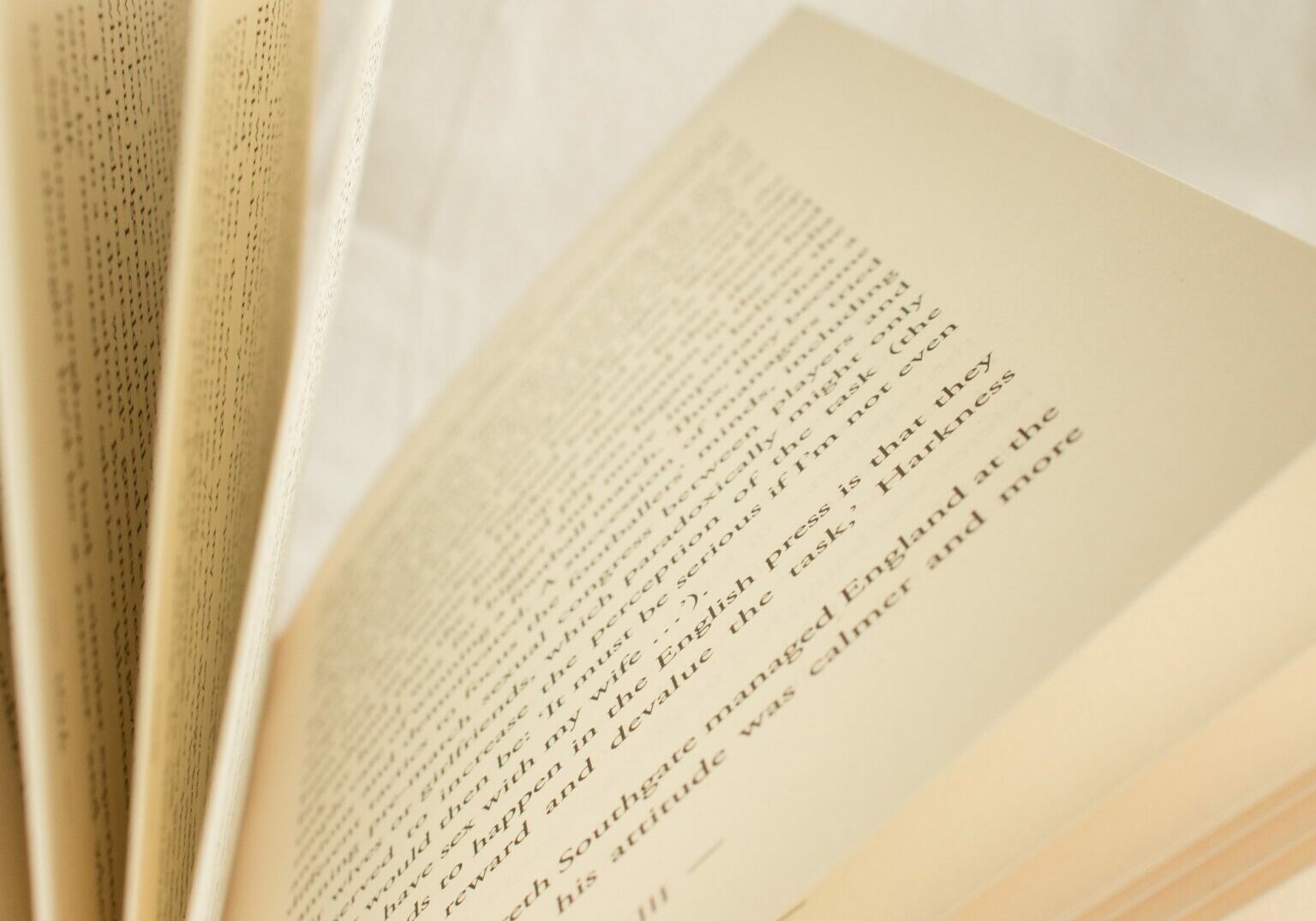Light shining on the open pages of a book