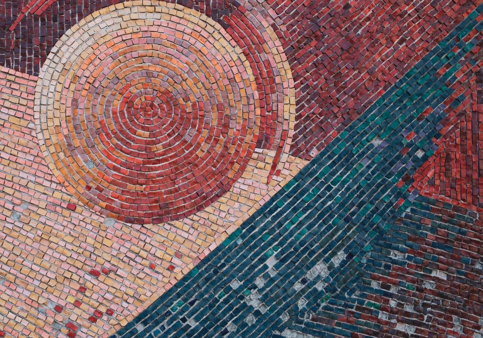 A brick mosaic with a circle